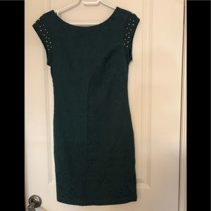 Green brocade dress with gold details